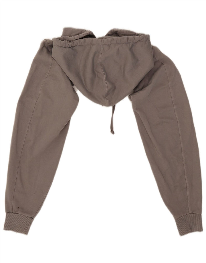 Zara Womens Hooded Arm Crop Top UK 12 Medium Grey