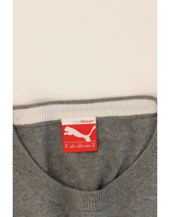 Puma herre rund hals sweater mellem grå stribet