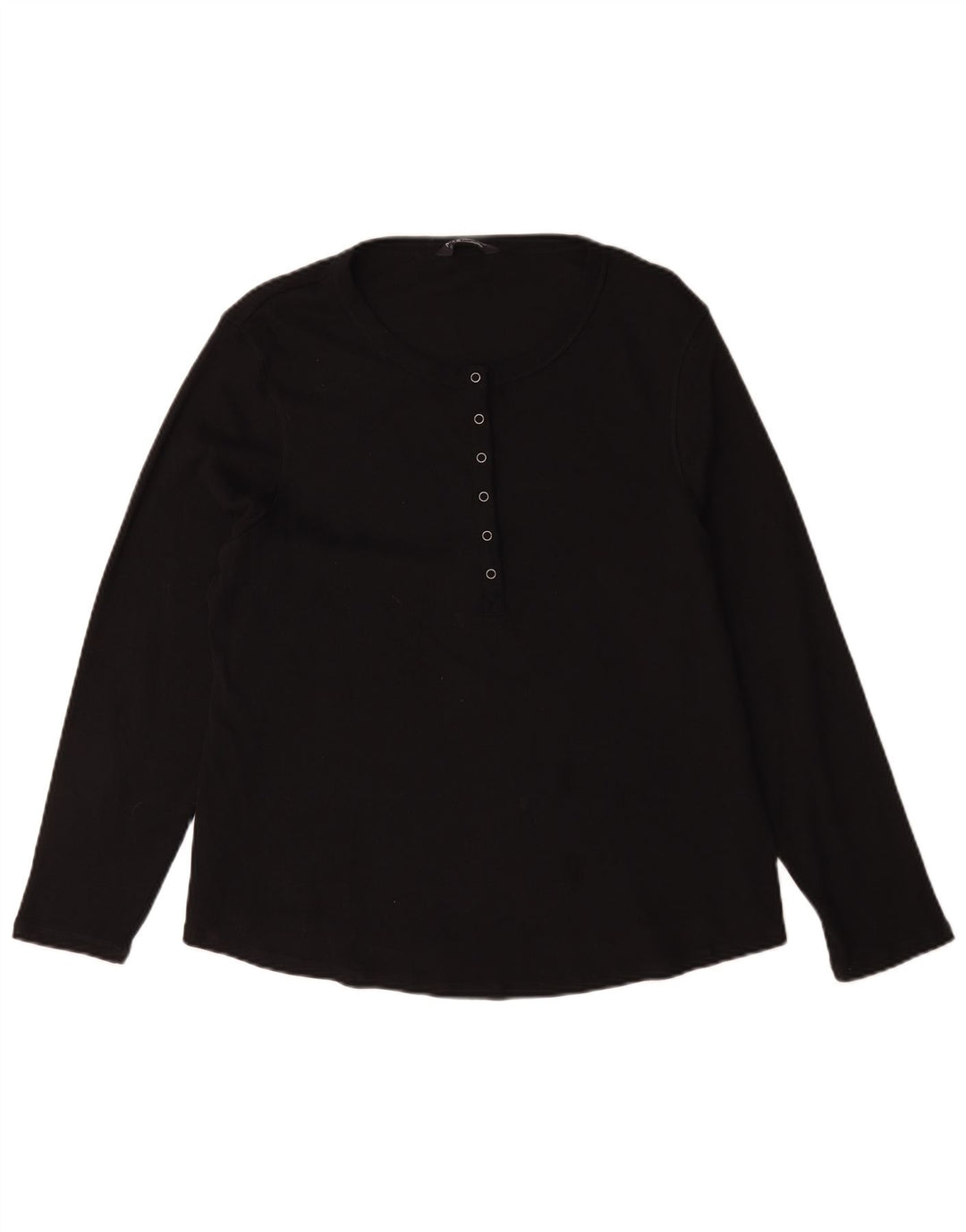 Marks & Spencer Womens Top Long Sleeve UK 22 3XL Black Cotton