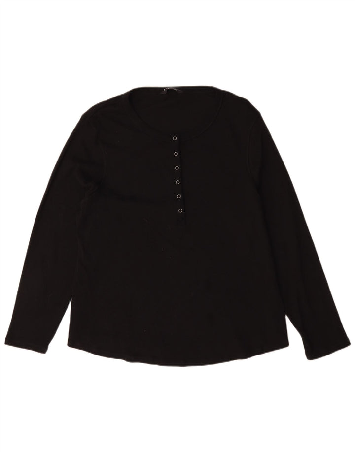 Marks & Spencer Womens Top Long Sleeve UK 22 3XL Black Cotton