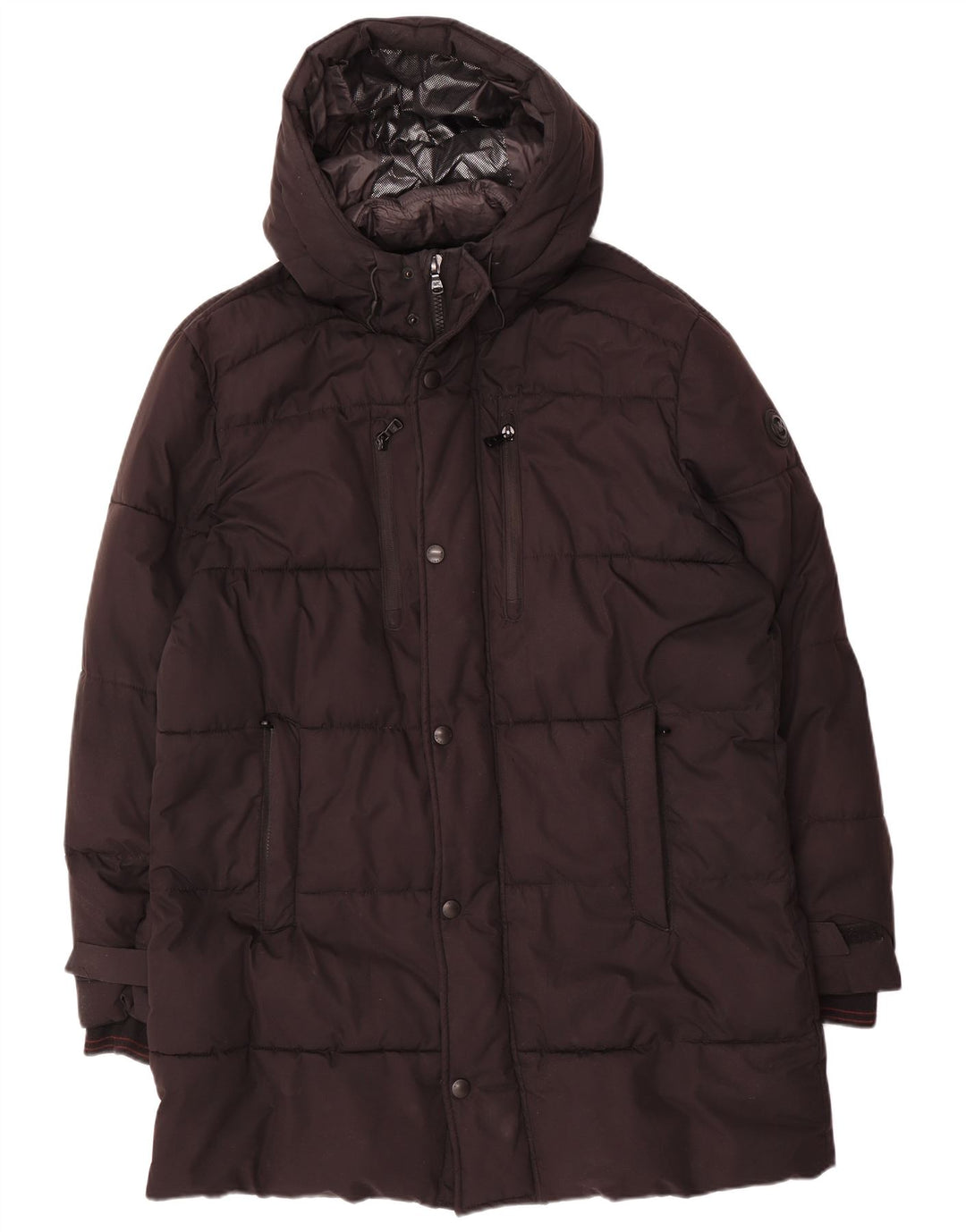 Michael Kors Herren-Mantel mit Kapuze, gepolstert, UK 40, Größe L, Schwarz, Polyester