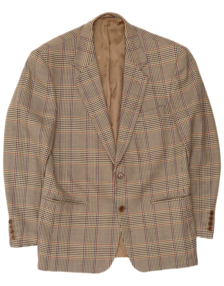 Jaqueta blazer masculina Brooksfield com 2 botões IT 50 grande lã xadrez bege