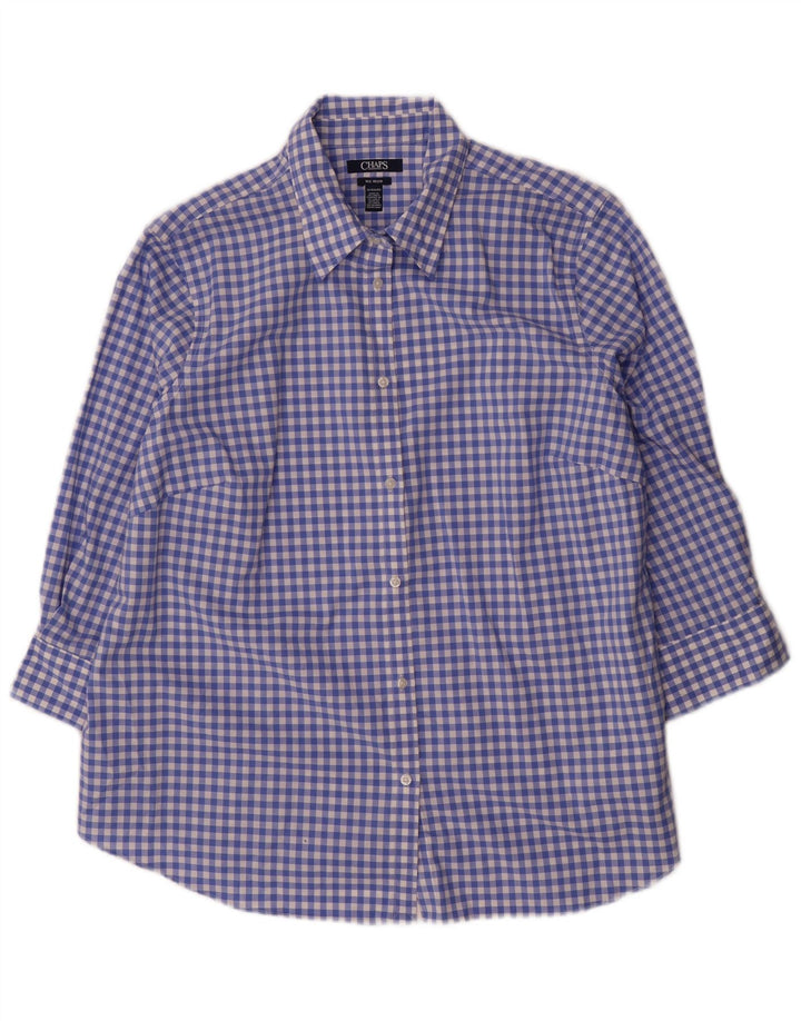 Chaps Chemise Femme UK 18 XL Bleu Vichy Coton