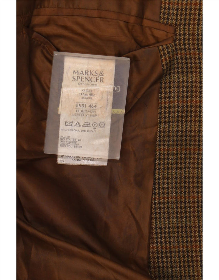 MARKS & SPENCER Mens 2 Button Blazer Jacket UK 46 XL Brown Houndstooth
