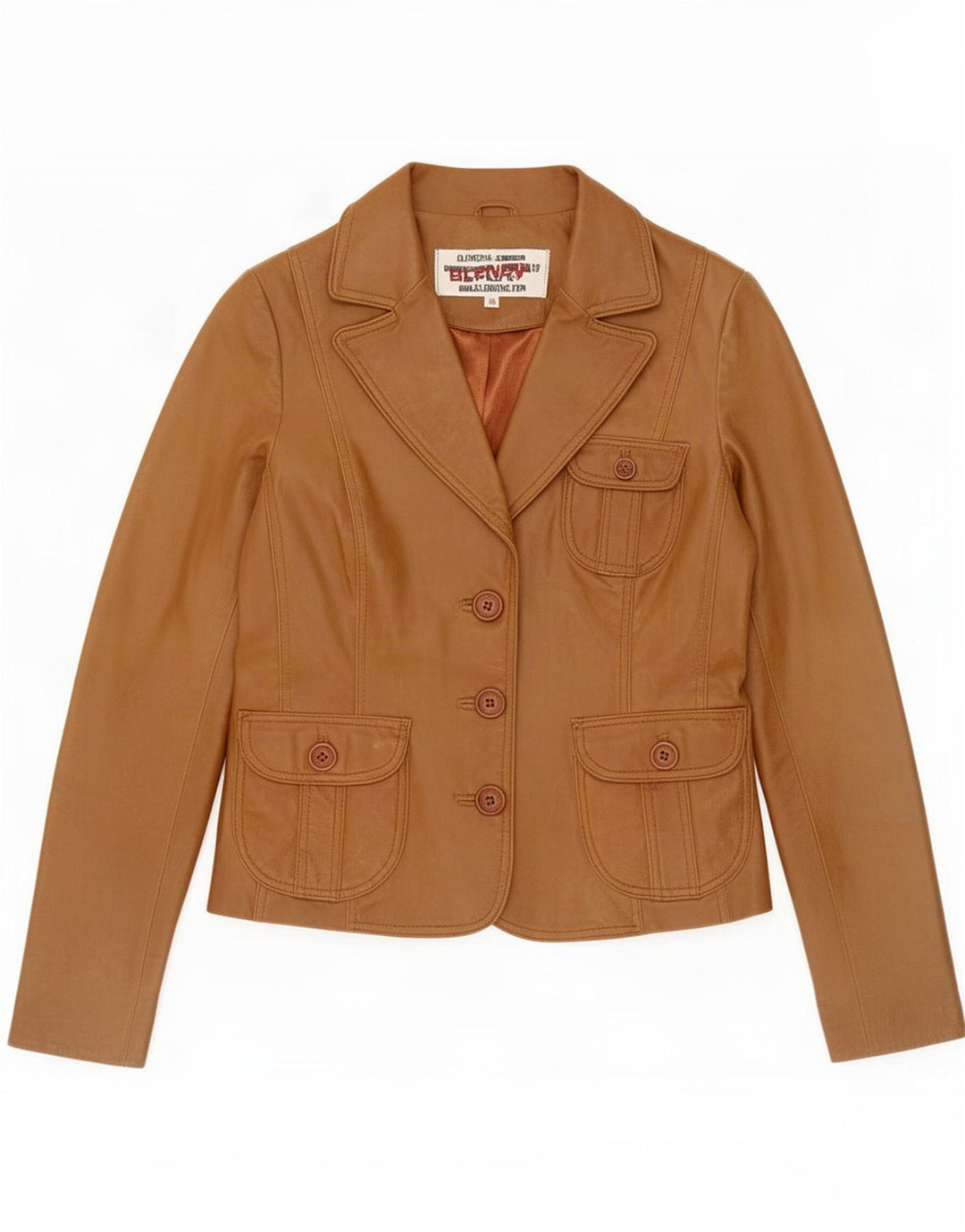 Giacca blazer in pelle da donna a 3 bottoni Blend EU 38 Marrone medio