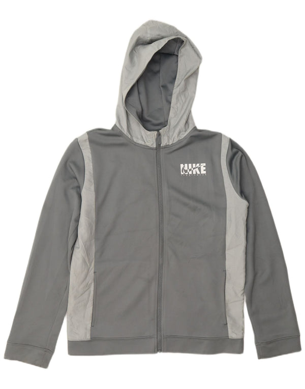 Felpa con cappuccio e zip Nike da bambino, 13-14 anni, XL, in poliestere color block grigio