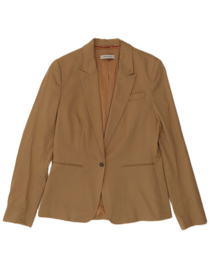 Rene Lezard Womens 1 Button Blazer Jacket EU 38 Medium Beige Cotton