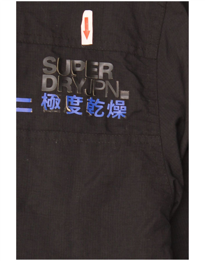 SUPERDRY Mens The Wind Attacker Graphic Rain Jacket UK 44 2XL Black Nylon