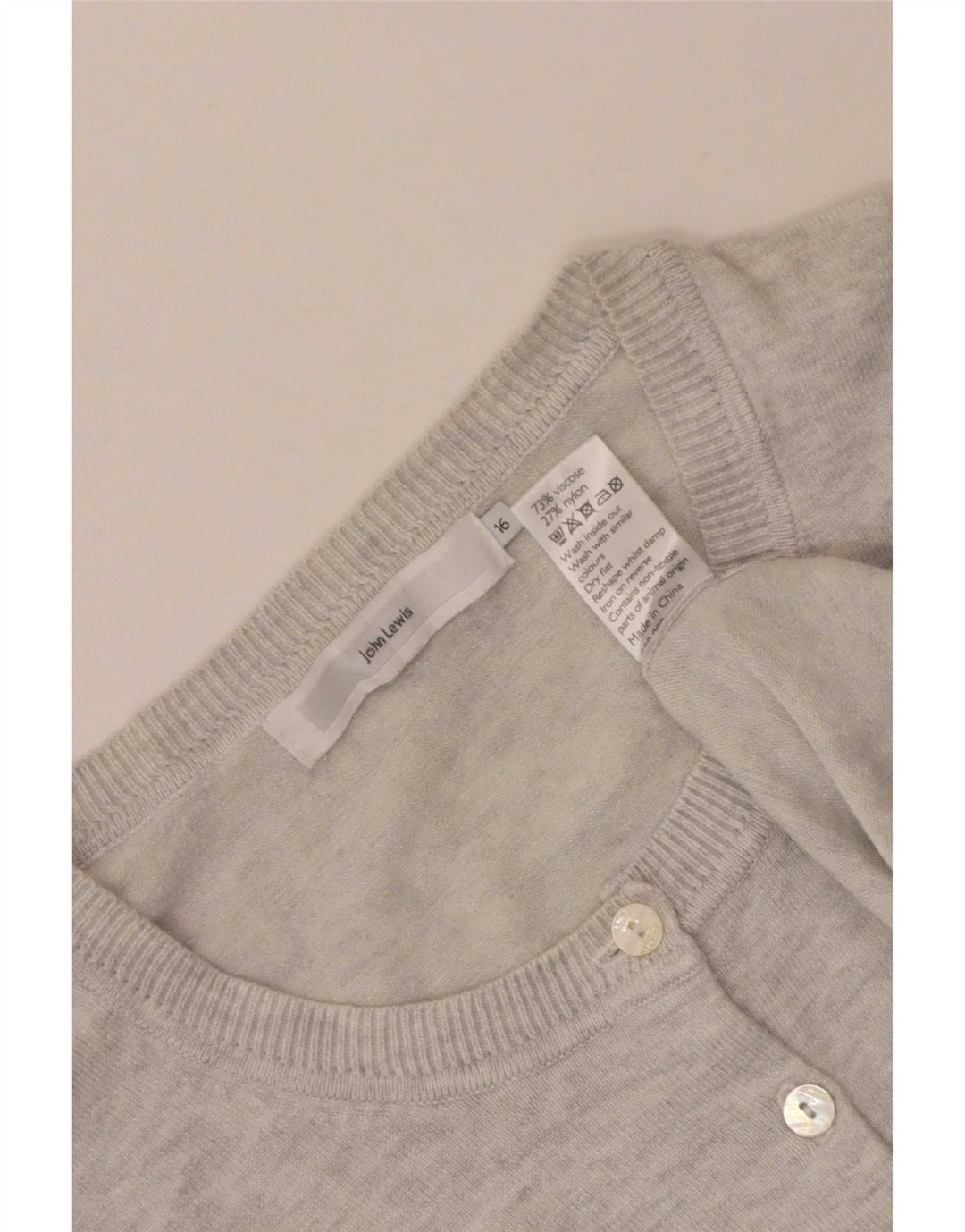John Lewis Dame Cardigan Sweater UK 16 Large Grå Viscose