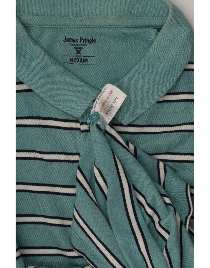 Polo da uomo James Pringle in cotone a righe blu medio
