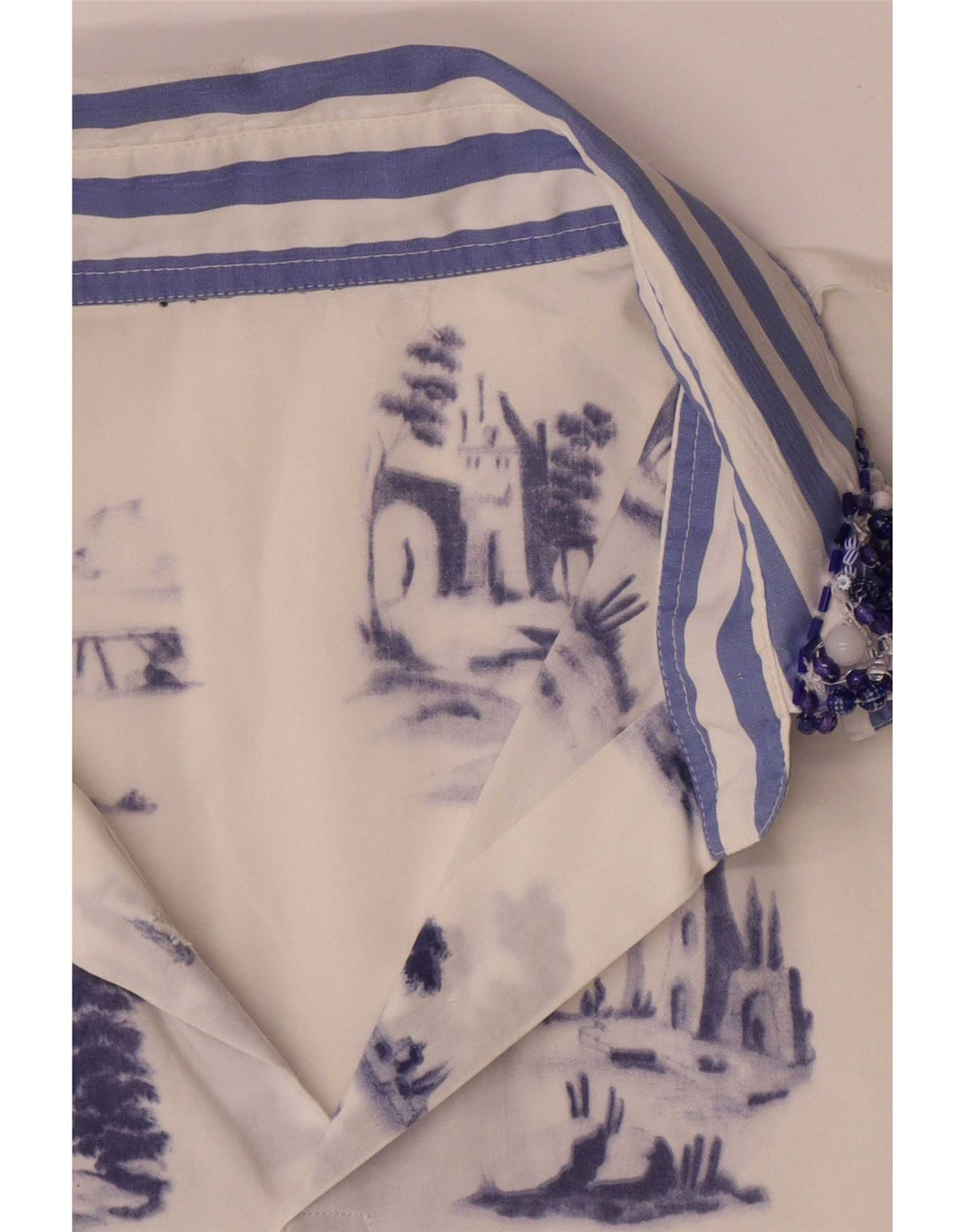Vintage kvinders abstrakt mønster bluse Top UK 16 Large White