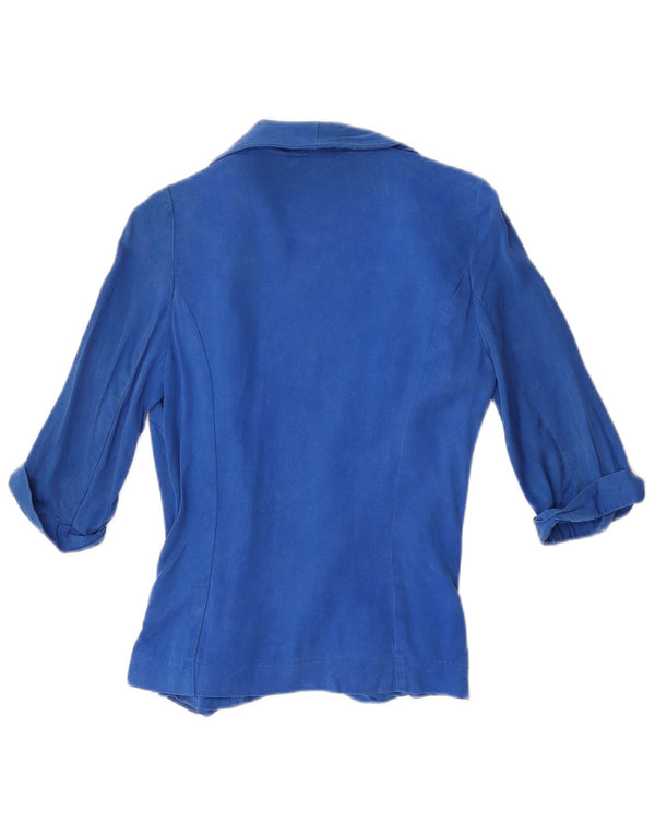 Warehouse Chaqueta tipo blazer abierta para mujer con manga 3/4 UK 8 Small Blue Lyocell