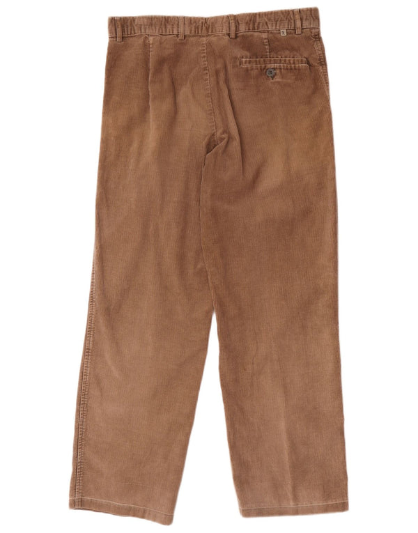 Pantaloni dritti da uomo in velluto a coste Farah W34 L29 cotone marrone