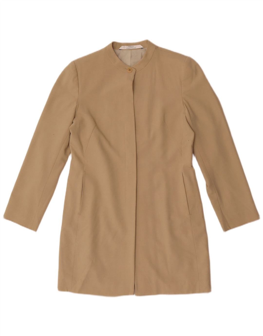 Marks & Spencer Dame Longline Blazer Jacket UK 8 Small Beige Polyester