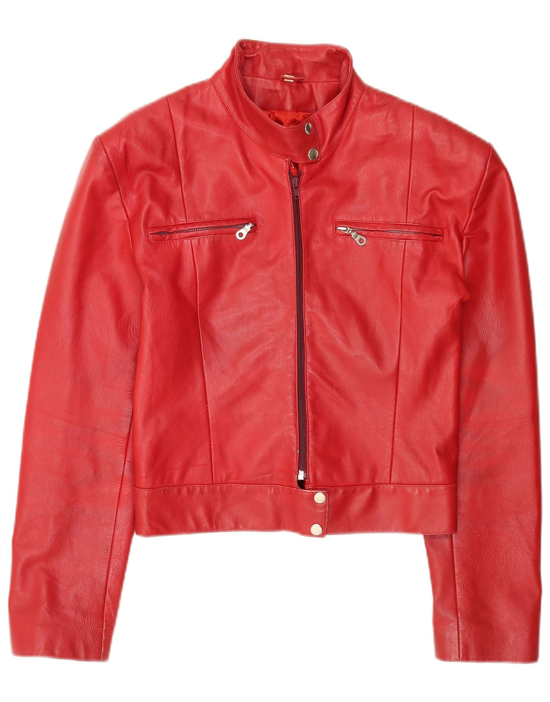 Giacca in pelle corta da donna vintage UK 18 XL rossa