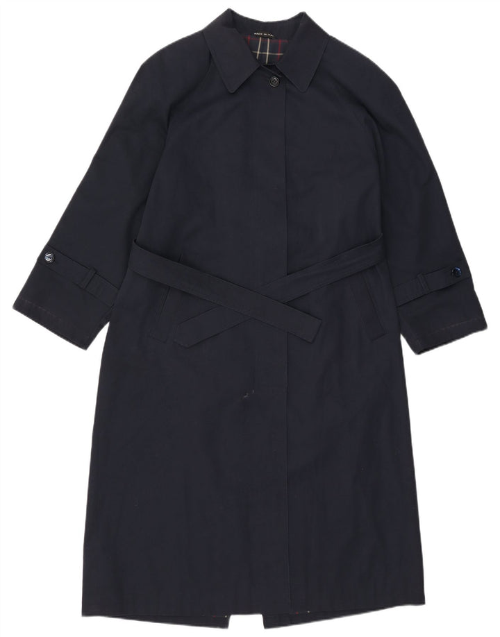 vintage Womens Overcoat UK 16 Grand Bleu Marine Polyester