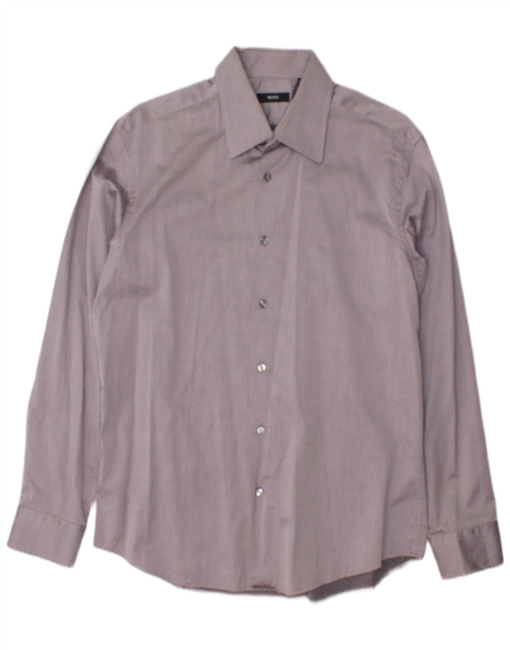 Hugo Boss Mens Shirt Size 16 1/2 42 Large Grey Pinstripe