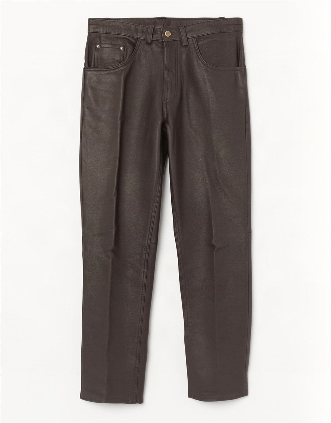 Vintage Mens Straight Leather Trousers W34 L31 Black