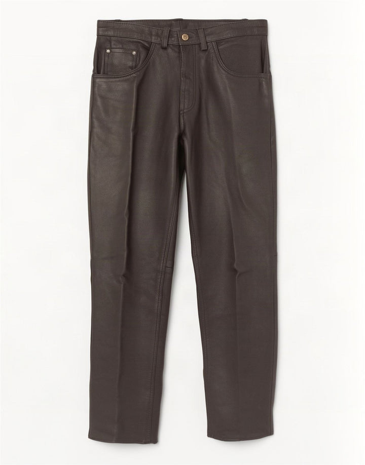 Vintage Mens Straight Leather Trousers W34 L31 Black