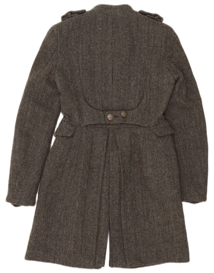 Soprabito militare doppiopetto Zara da donna UK 10 piccolo grigio a spina di pesce