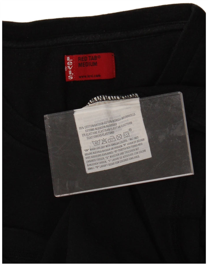 LEVI'S Dame T-Shirt Top UK 12 Medium Sort Bomuld