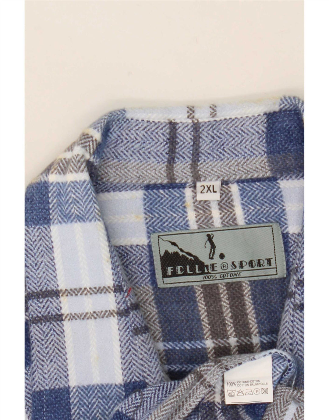 Fellini Mens Flannel Shirt 2XL Blue Check Cotton