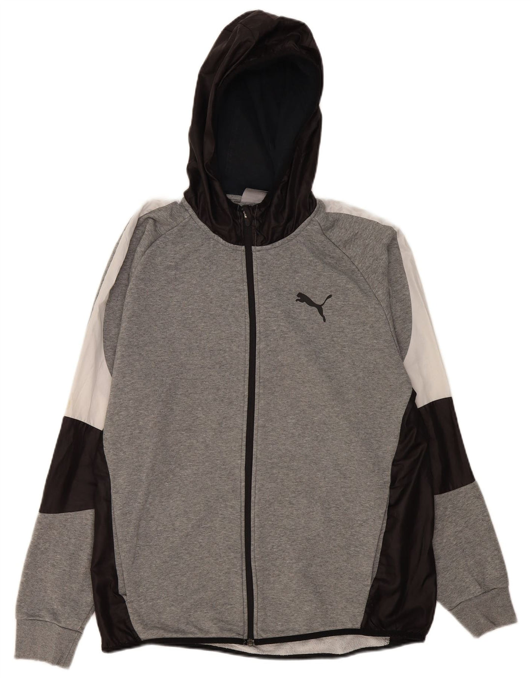Puma Mens Zip Hoodie Sweater XL Grey Colourblock