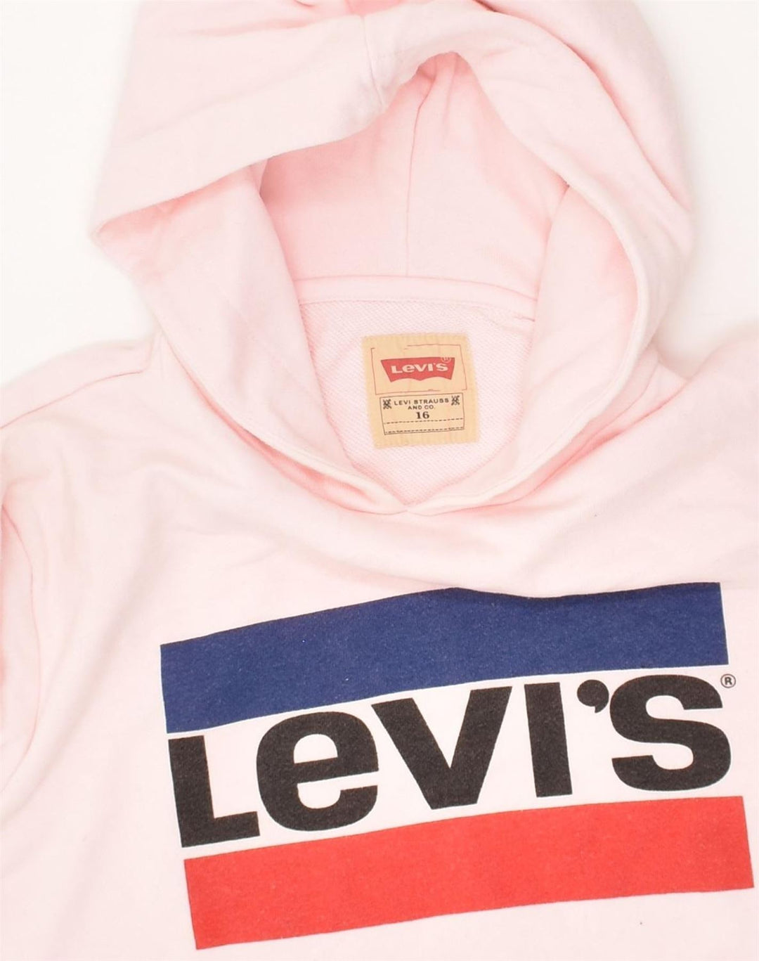 LEVI'S Girls Graphic Hoodie Jumper 15-16 Years Pink Cotton | Vintage Levi's | Thrift | Second-Hand Levi's | Used Clothing | Messina Hembry 