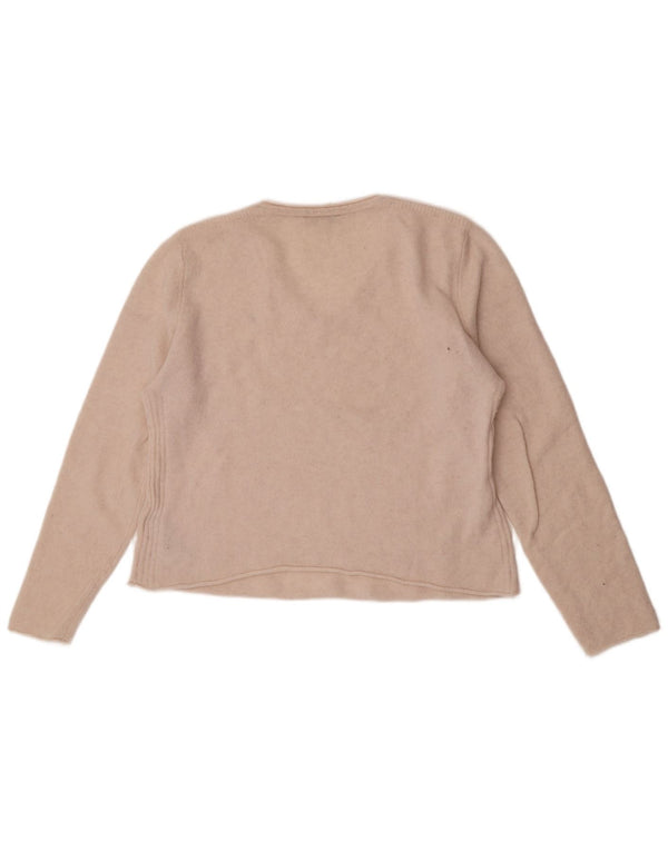 Maglione maglione con scollo a V corto da donna Tommy Hilfiger UK 18 XL lana bianca