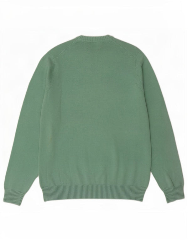 Marks & Spencer Mens Blue Harbour V-Neck Jumper Sweater Medium Green Cotton
