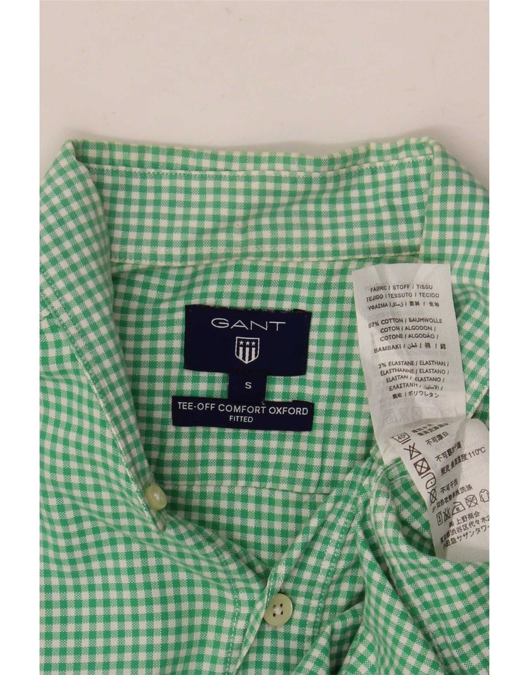 Camisa masculina Gant pequena xadrez verde algodão