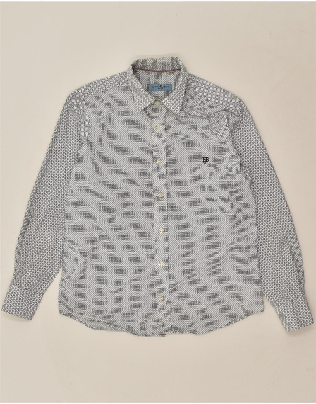 HARMONT & BLAINE Mens Abstract Pattern Shirt Small Grey Cotton Vintage Harmont & Blaine and Second-Hand Harmont & Blaine from Messina Hembry 