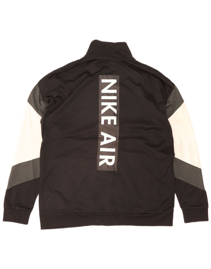NIKE Mens Graphic Tracksuit Top Jacket Large Black Colourblock Polyester