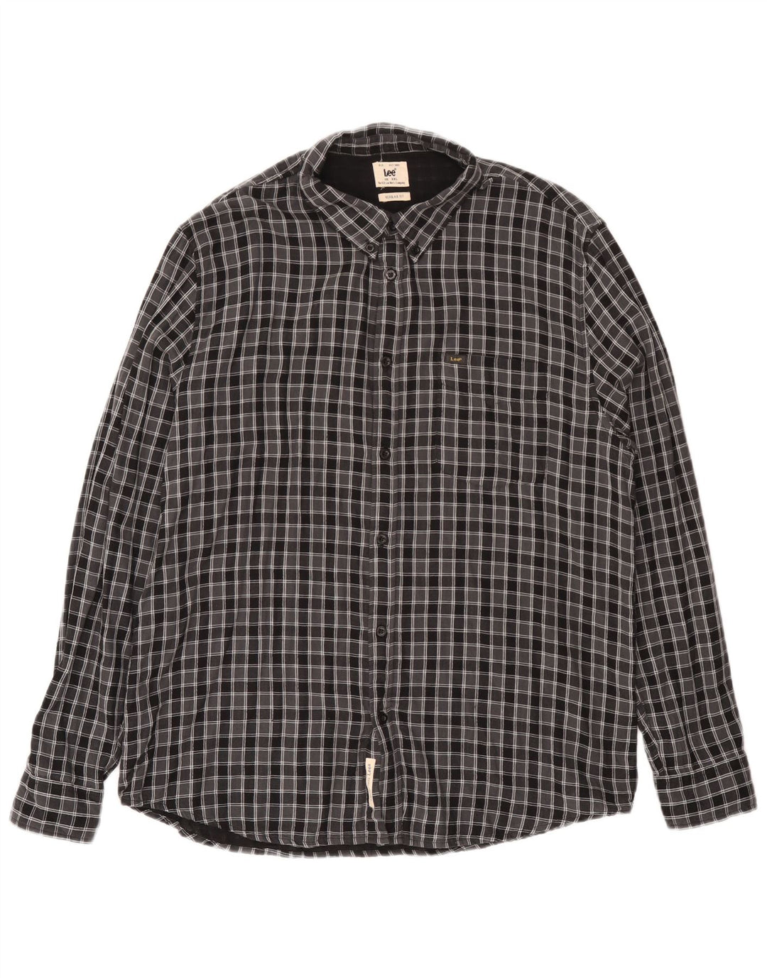 Lee Mens Regular Fit Flannel Shirt 2XL Black Check Cotton
