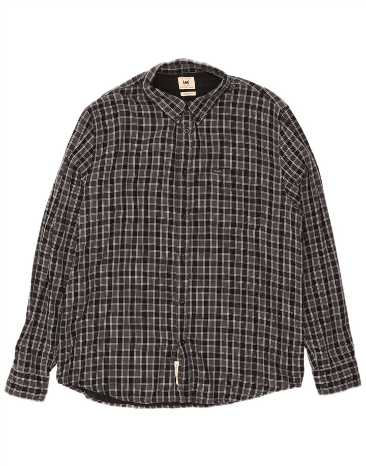 Lee Mens Regular Fit Flannel Shirt 2XL Black Check Cotton
