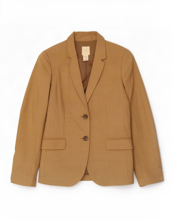 J. Crew Womens 2 Button Blazer Jacket US 10 Large Brown Wool