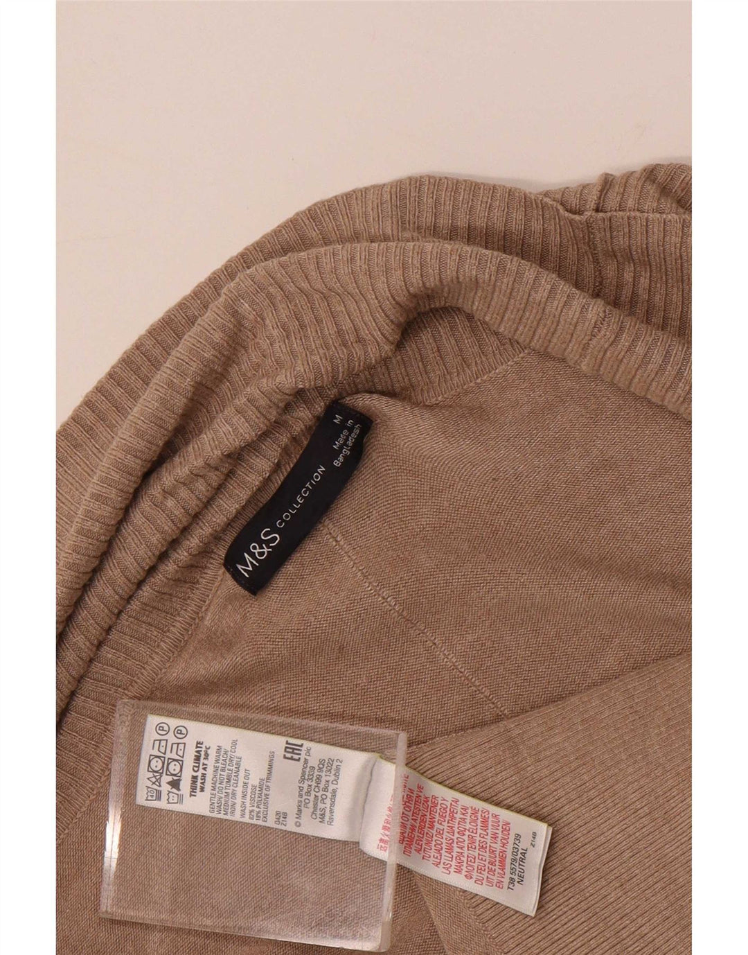 Marks & Spencer Dame Longline Open Cardigan Sweater UK 14 Medium Brown