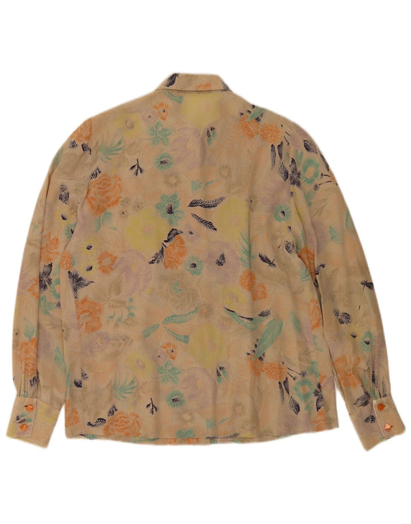 Vintage Womens Shirt Blouse UK 16 Large Yellow Floral