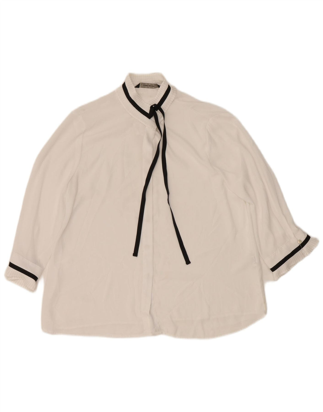 Zara Chemisier à manches 3/4 pour femme UK 14 Medium Blanc Polyester