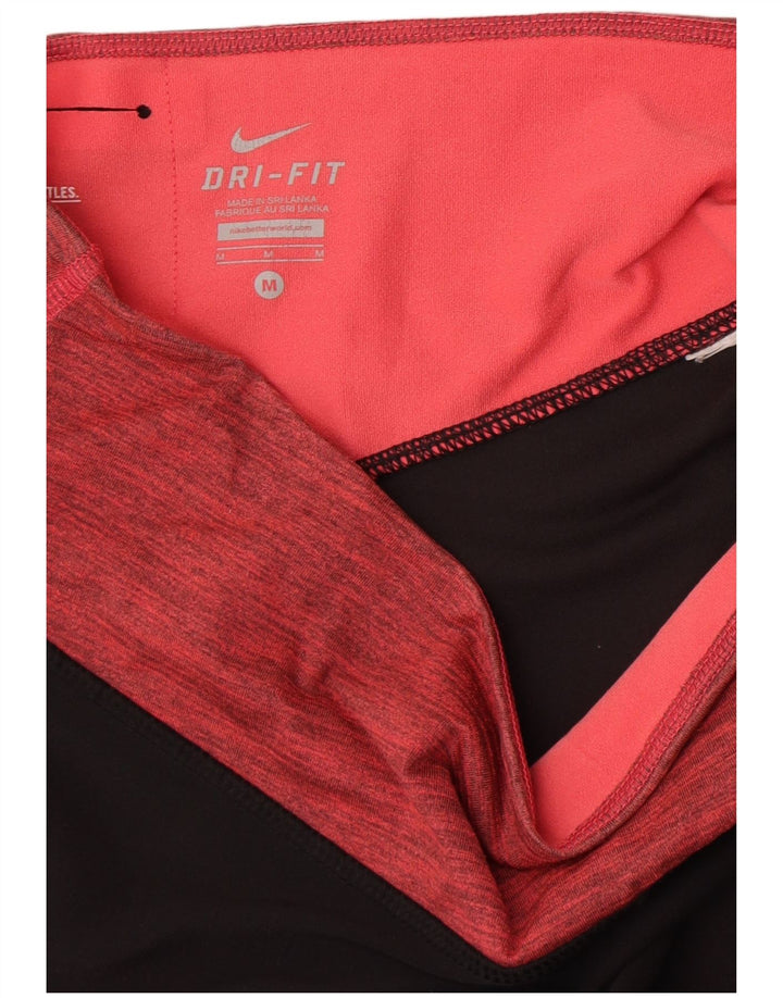 Nike Womens Dri Fit Capri Leggings UK 14 Medium  Black Colourblock