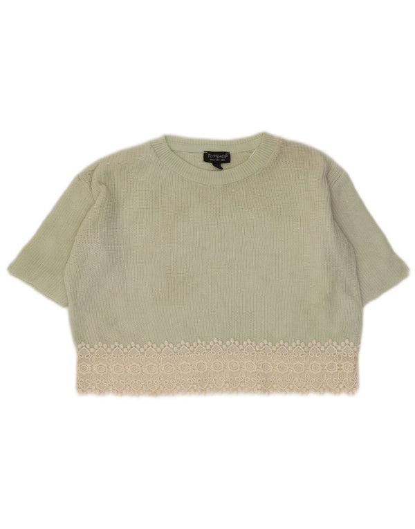 Topshop Damen-Pullover, übergroß, kurz geschnitten, U-Boot-Ausschnitt, Gr. 6, XS, Grün