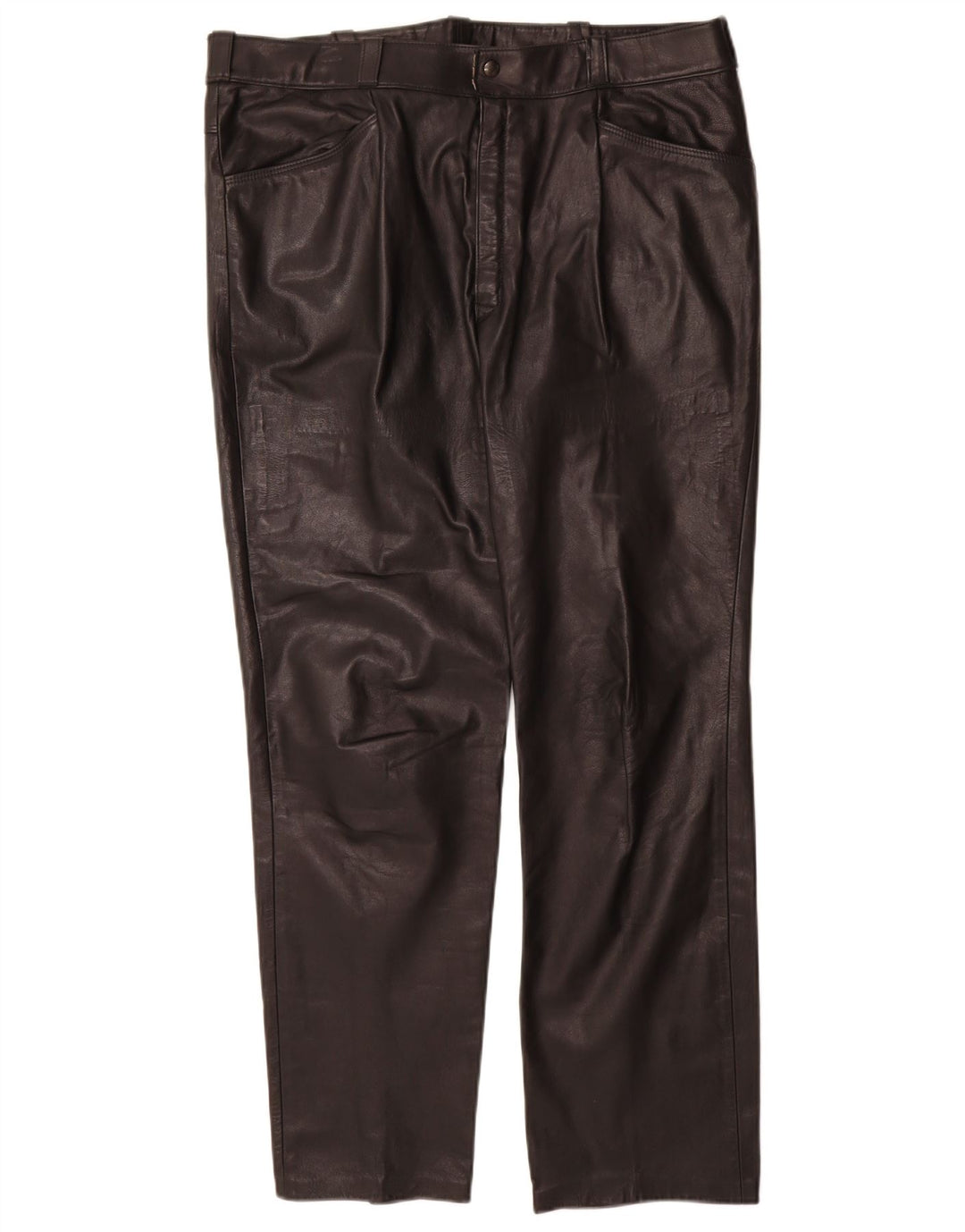 Pantaloni dritti in pelle da donna vintage W36 L31 neri
