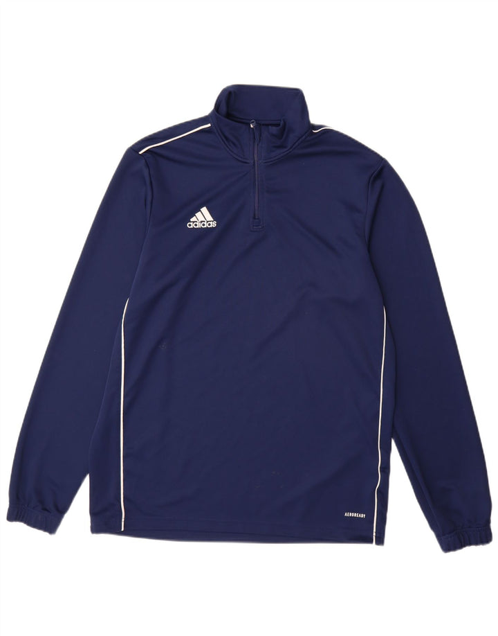 Top de trening ADIDAS Aeroready, cu fermoar, cu gât, mare, bleumarin
