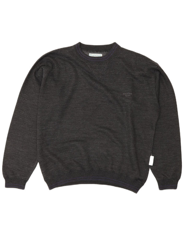Felpa da uomo vintage maglione grande in cotone grigio