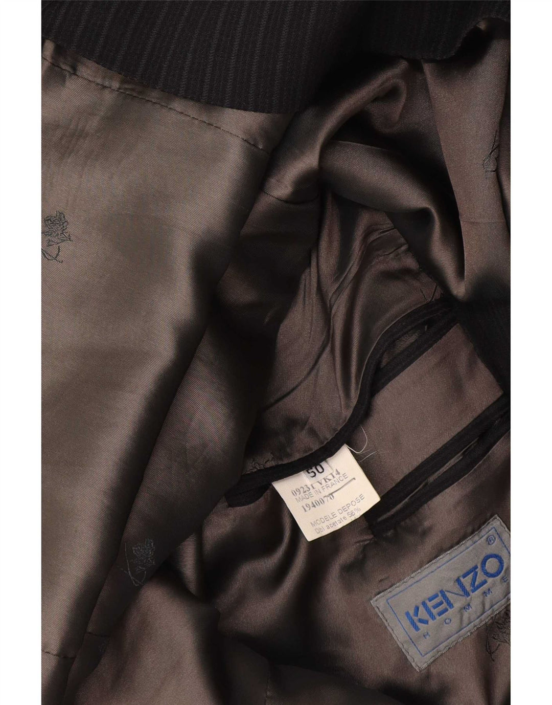 Jaqueta blazer masculina Kenzo com 3 botões IT 50 grande acetato listrado azul marinho