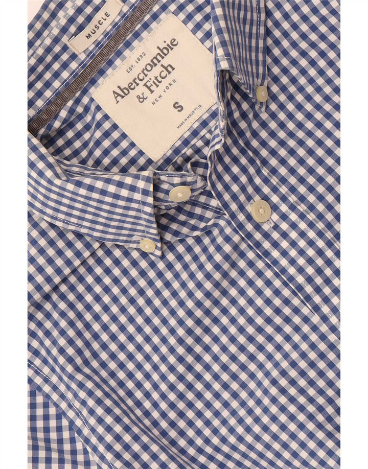 Abercrombie & Fitch Mens Muscle Shirt Small Blue Gingham