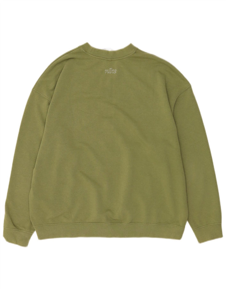 Nike Womens Dri Fit Graphic Oversized Sweatshirt Jumper UK 14 Medium Green