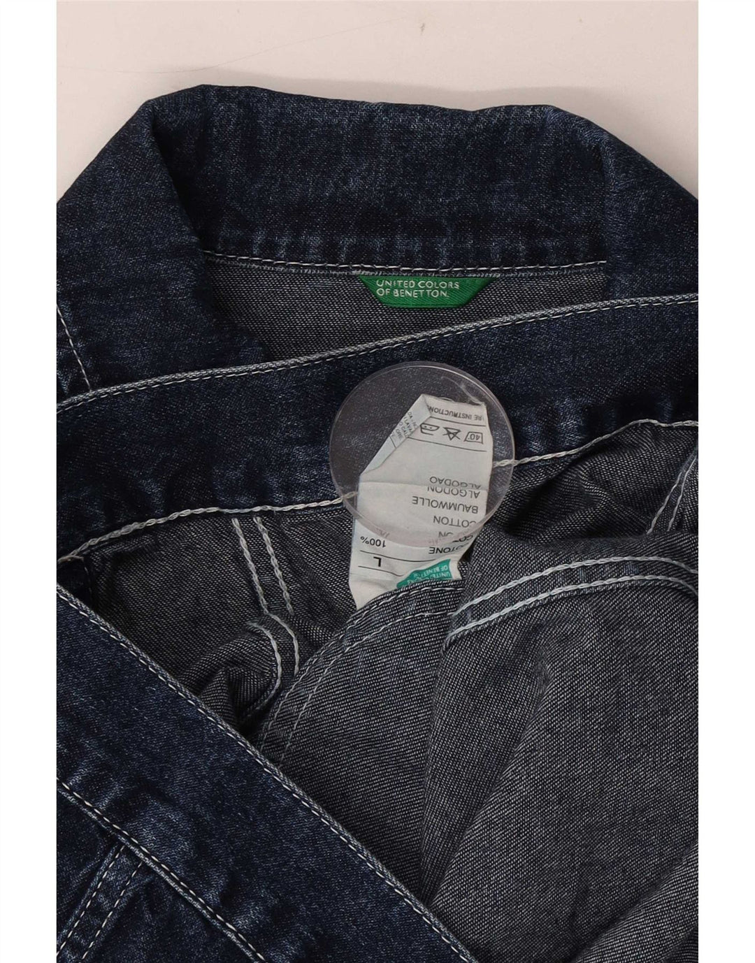 Benetton Dame denimjakke UK 40 Stor Blå Bomuld