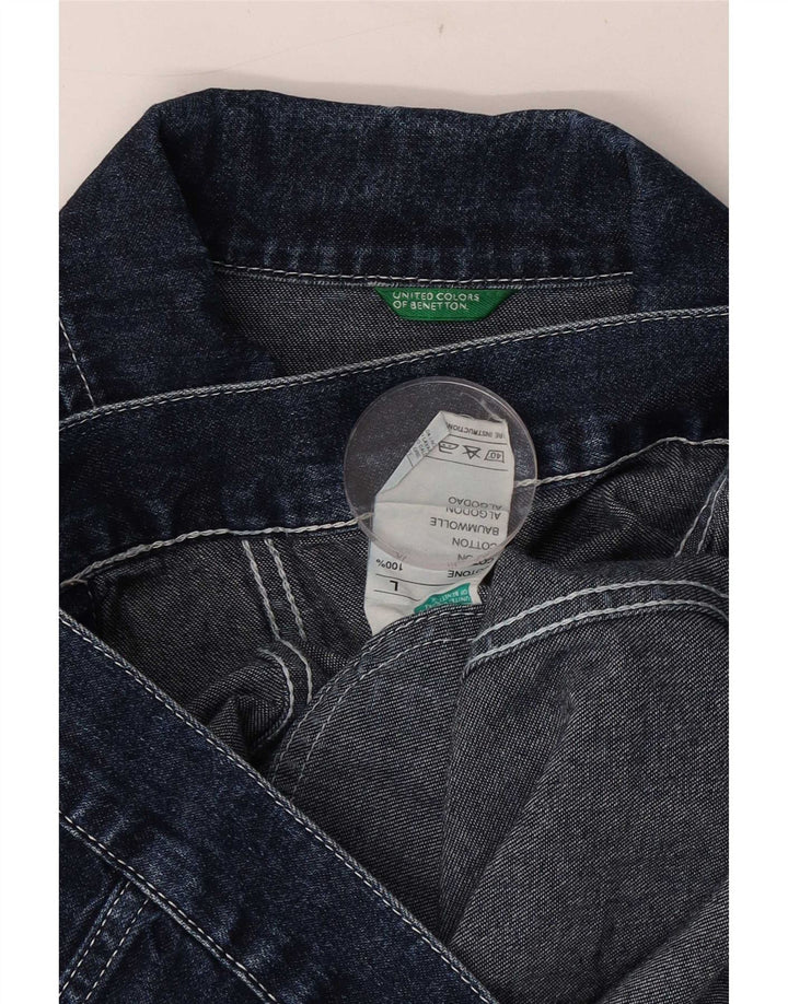 Benetton Dame denimjakke UK 40 Stor Blå Bomuld