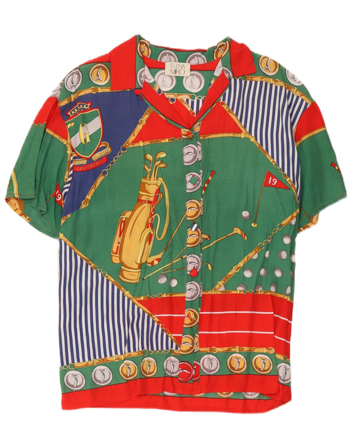ELENA MIRO Womens Abstract Pattern Shirt Blouse UK 14 Medium Multicoloured